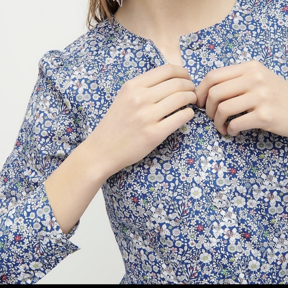 J. Crew Blue Floral Midi Dress